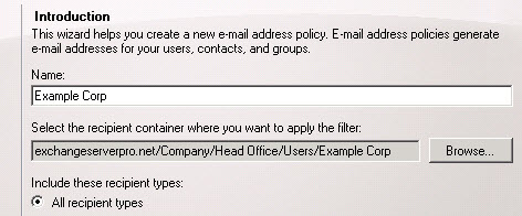exchange-2010-email-address-policies-08 Select recipient container for new email address policy