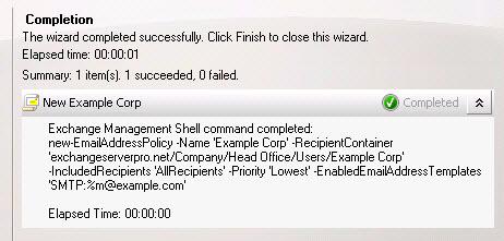 exchange-2010-email-address-policies-12 Completing the new email address policy wizard